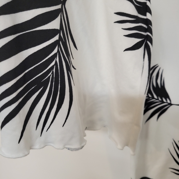 PUBLIK Palm Print pull on flare polyester spandex pants, sz Large - Picture 2 of 9